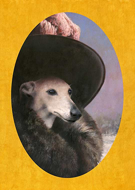 Edwardian Whippet Lady On Gold