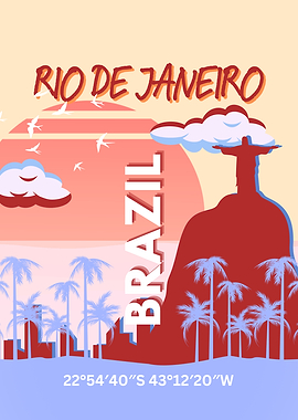 Rio de Janeiro, Brazil Travel Retro Poster