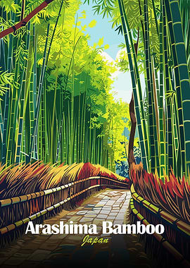 Arashiyama Bamboo Grove Japan Illustration