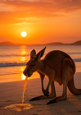 Kangaroo vomit at sunset on beach