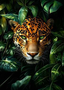 Jaguar Portrait in Jungle