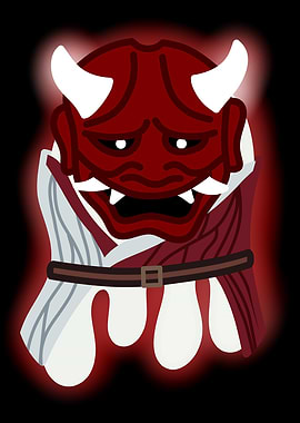 Japanese Oni Mask Cartoon Ghost