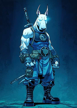 Dog Warrior with Swords