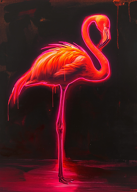Neon Flamingo Art