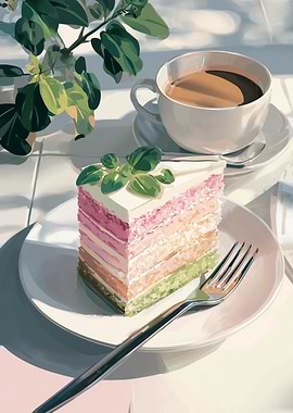 Cake and Coffee Still Life