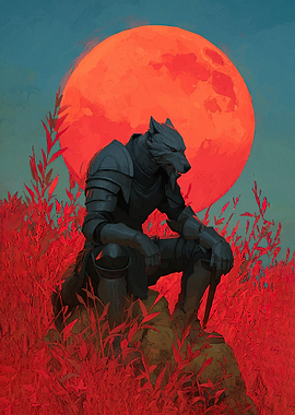 Armored Wolf Red Moon