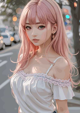 Anime Girl with Pink Hair