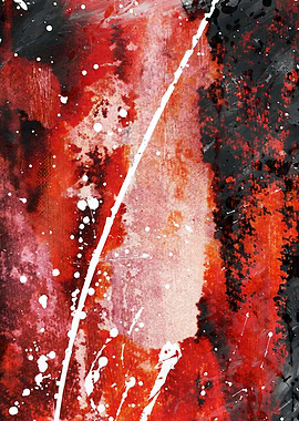 Abstract Red and Black Splatter Art