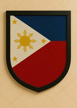 Philippine Flag Shield Framed - Marble look