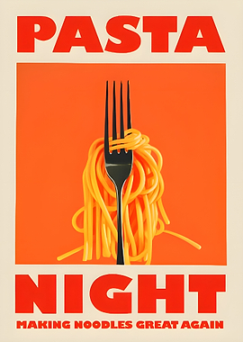 Pasta Night retro Poster