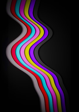 Colorful Wavy Lines on Black Background