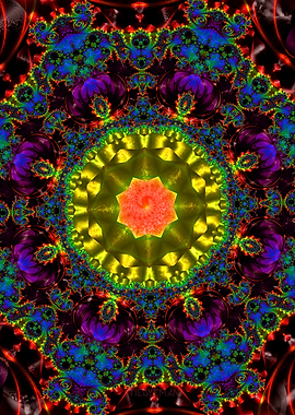 'Golden Gong Mandala' Fractal Art Poster