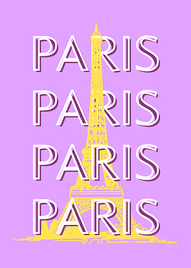 Paris Eiffel Tower Travel Art Purple Poster