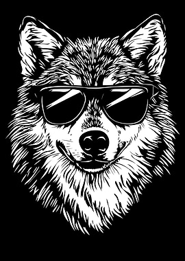 Cool Wolf with Sunglasses