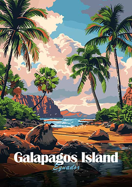 Galapagos Island, Ecuador Travel Poster