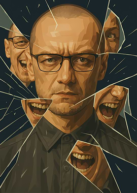 Fragmented Portrait with Varied Expressions