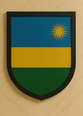 Framed Rwanda Flag Shield - Marble look