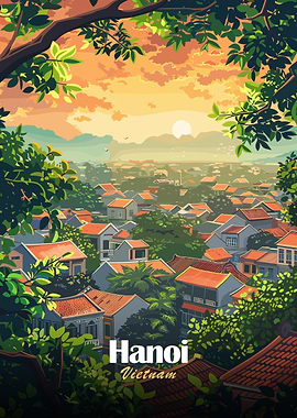 Hanoi, Vietnam cityscape illustration