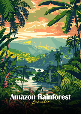 Amazon Rainforest Colombia Illustration