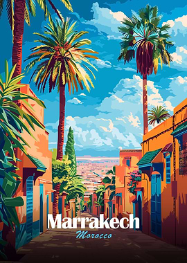 Marrakech, Morocco Travel Poster
