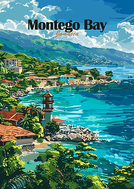 Montego Bay Jamaica Travel Poster