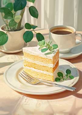Cake and Coffee Still Life