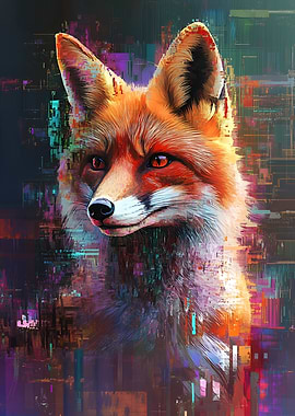 Colorful Fox Digital Art Portrait