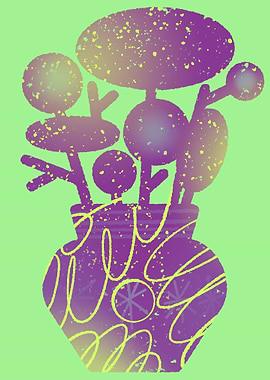 Abstract Neon Floral Arrangement in Vase