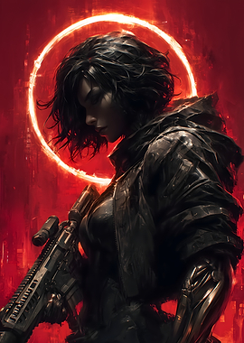 Cyberpunk Sniper with Glowing Halo