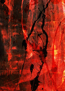 Abstract Red and Black Splatter Art