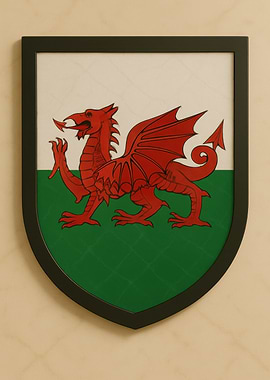 Welsh Dragon Shield Framed Art - Marble look