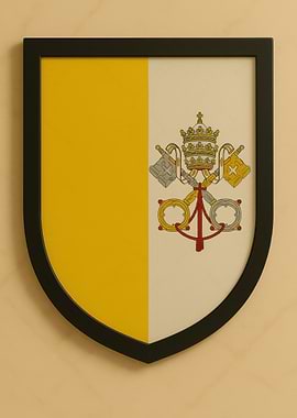 Vatican City Flag Shield Framed - Marble look