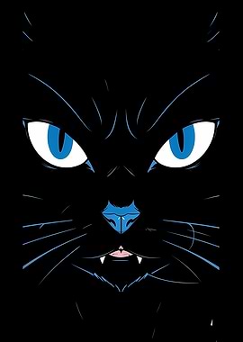 Black Cat with Blue Eyes