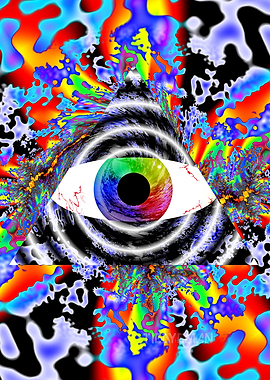 'Psychedelic Eye Splash Triangle' Fractal Art Poster