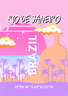 Rio de Janeiro Brazil Travel Art Pink Poster
