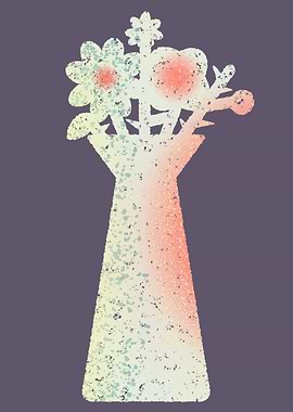 Floral Vase Silhouette with Pastel Gradient