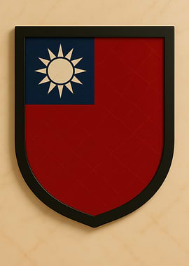 Taiwan Flag Shield - Marble look