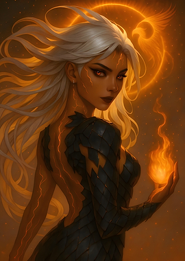 Phoenix Goddess with Fireball