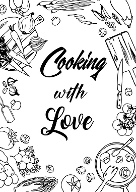 Cooking with Love Black and White