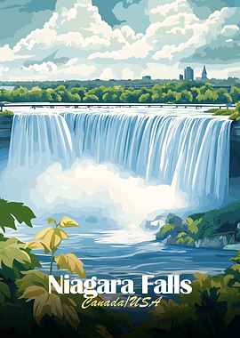 Niagara Falls Canada USA Illustration