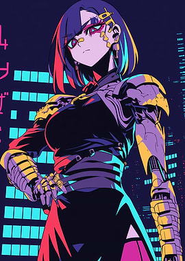 Cyberpunk Anime Girl in Cityscape