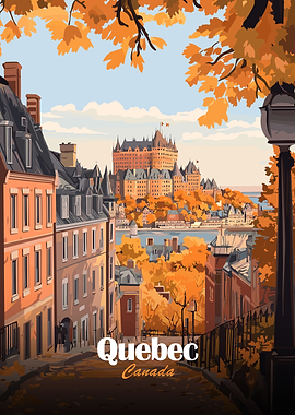 Quebec City Autumn Travel Poster