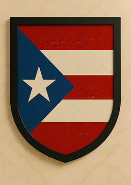 Puerto Rico Flag Shield - Marble look