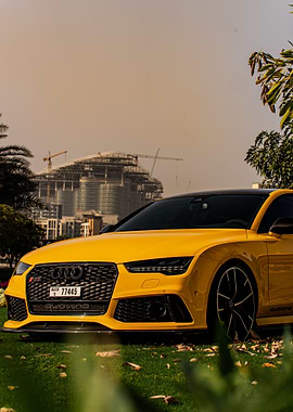 Yellow Audi RS7 in Urban Setting
