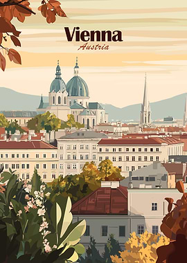 Vienna Austria Cityscape Travel Poster