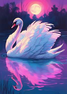 Swan in Moonlight
