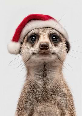Christmas Meerkat wearing a Santa hat