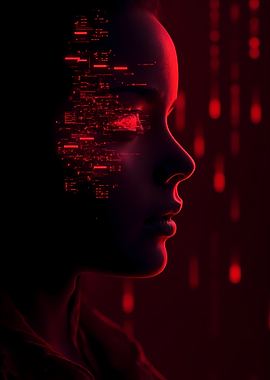 Red Cyberpunk Woman Profile