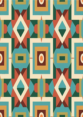 Geometric Pattern with Squares and Diamonds