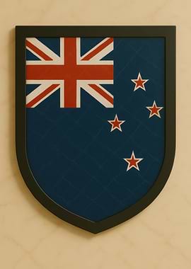 New Zealand Flag Shield Framed Art - Marble look